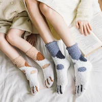 Kids Winter Anti Slip Long Socks With Animal Paw Print Toddler Girls Boys Children Baby Velvet Thicken Thermal Warm Tube Sock