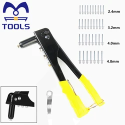 Kit de pistolet à Riveter professionnel Durable à une main, avec 20 Rivets, jeu de riveteuses à main antidérapantes, 4 tailles de têtes de Rivet attachées 