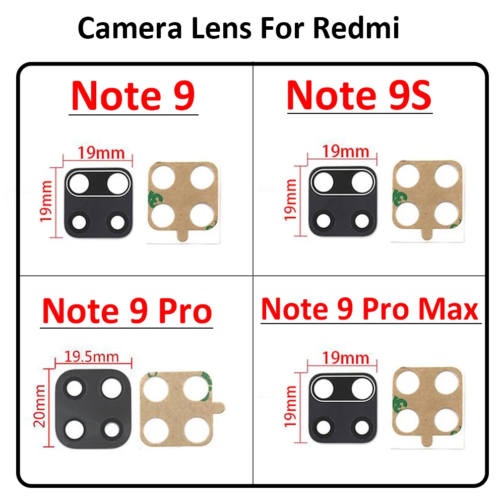 Phone Camera Lens For Xiaomi Redmi 13C 4G Note 9 Pro Max 9S 8 7 11 10 12 Pro Plus 5G 10T 10S Rear Camera Lens Glass Back Camera Lens With Glue