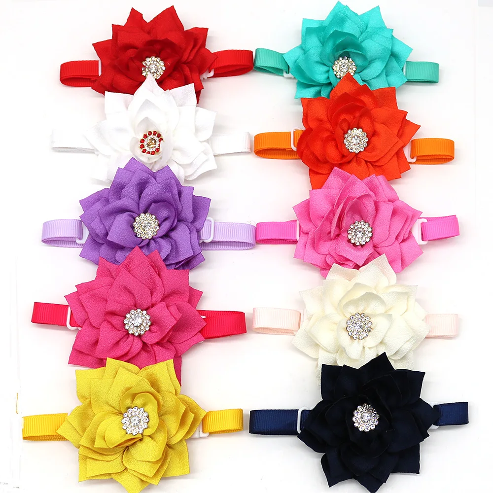 50 100pcs Dog Flower Collar Bowtie Rhinestone Dog Puppy Accessories font b Pet b font Dog