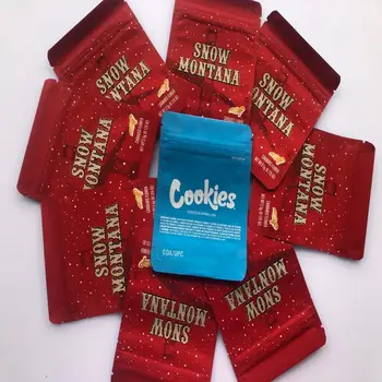 

New Cookies Snow Montana Bags No Strain Labels Designer Bags Mylar Bag Edibles Packaging 3.5g Smell Proof Bag Food Packaging