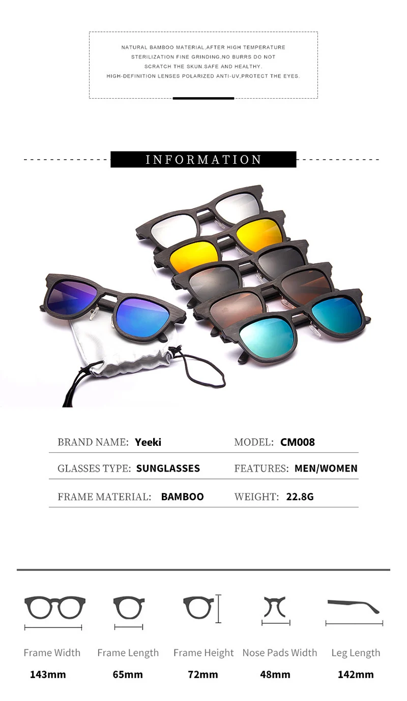 Мужские солнцезащитные очки с оправой из бамбука ручной работы деревянная оправа поляризованные зеркальные линзы классические Gafas de sol UV400