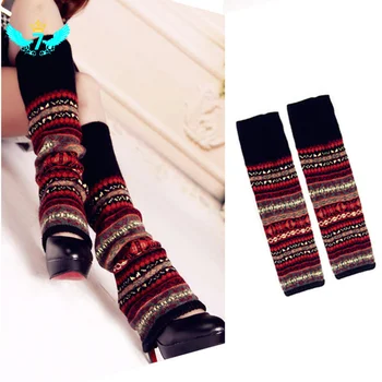 

Autumn and Winter Fluorescent Camouflage Bohemian Thick Yarn Pile Style Foot Sock Women's Over-the-Knee Warm Boot TOA