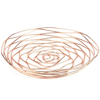 

NHBR-Nordic Wrought Iron Fruit Basket Luxury European Fashion Rose Gold Fruit Plate Metal Hollow Storage Basket Bread Basket
