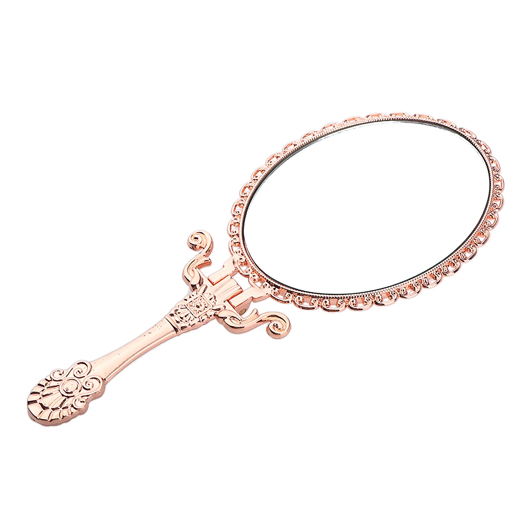 Foldable Makeup Mirror Oval Hand Held Mirror With Handle For Ladies Dresser