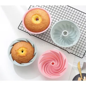 

4pcs 6 Inch Swirl Silicone Cake Pan Mold Fluted Round Non Stick Reusable Baking Tool for DIY Cookies Fondant Bakeware