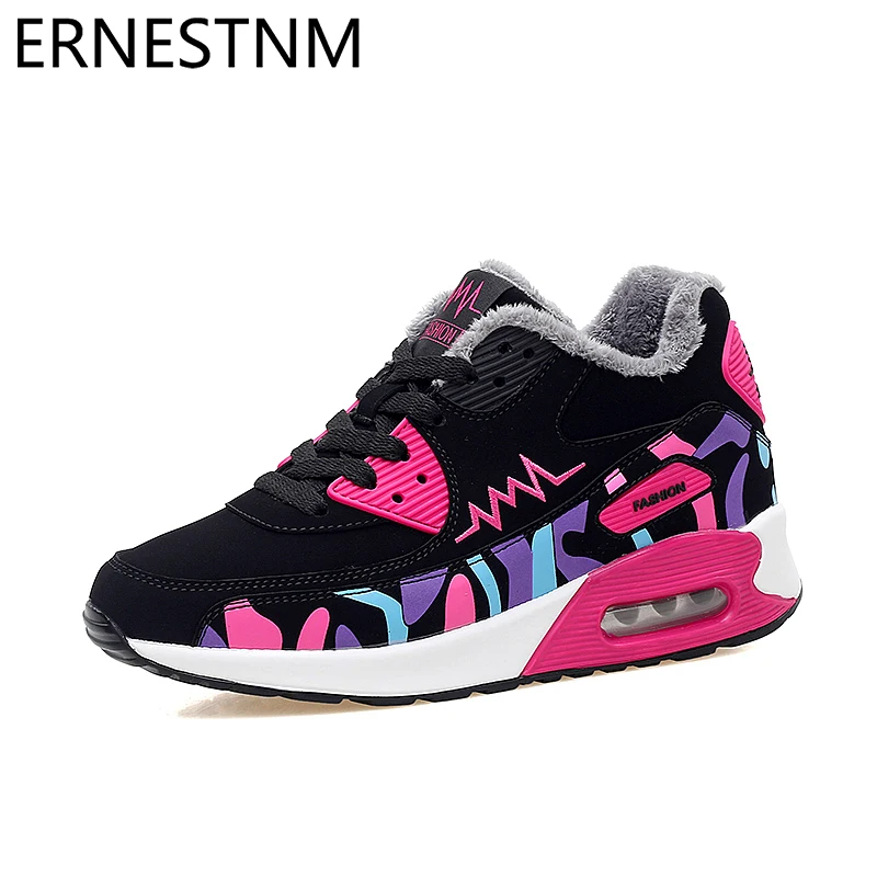 

ERNESTNM Womens Shoes Winter Trainers Platform Red Sneakers Wedges Plush Ladies Casual Shoes Zapatillas Chunky Mujer Plataforma