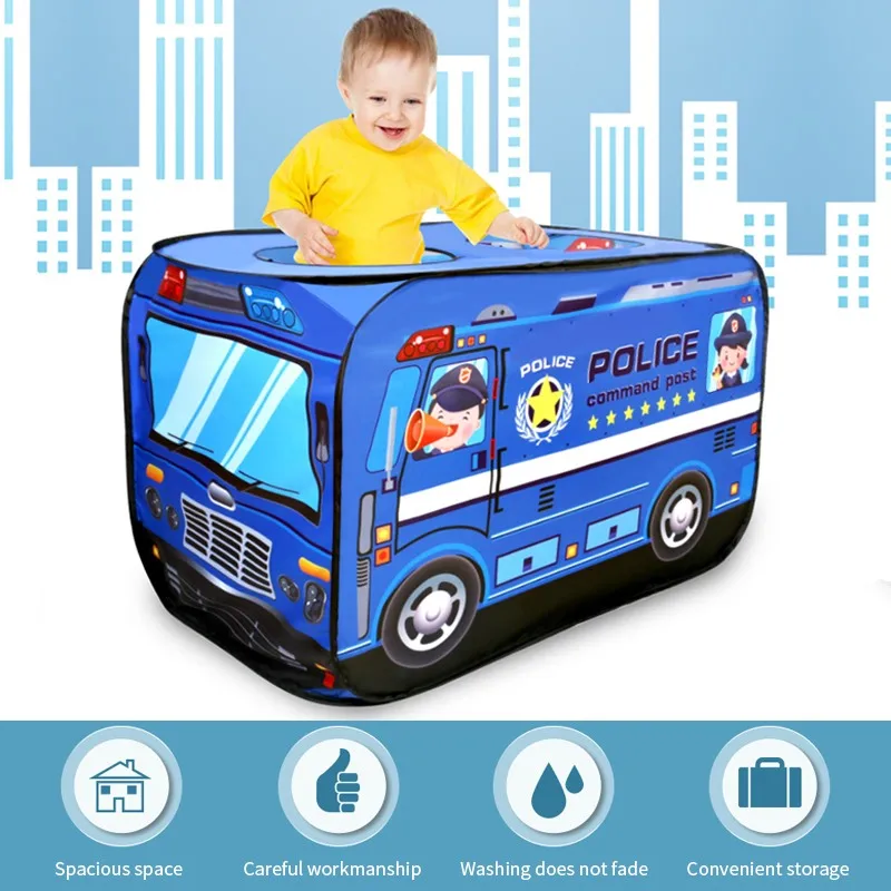 Koop Kinderen Spelen Tent Firefighter Politieagenten Pretend Play Brandweerwagen Politie Auto Ontwerp Kids Gamehouse Speelgoed Hut Gemakkelijk Fold playhouse
