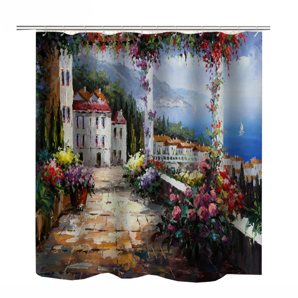 Painting Flower Shower Curtain Bathroom Curtains Shower Porch Sea
