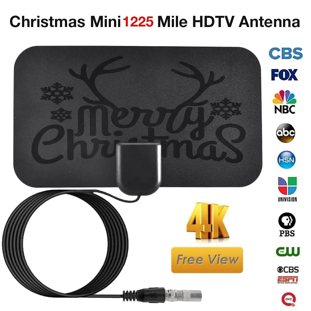 1225 км 1080p HD ТВ антенна Рождество мини HD цифровая ТВ антенна для Рождества