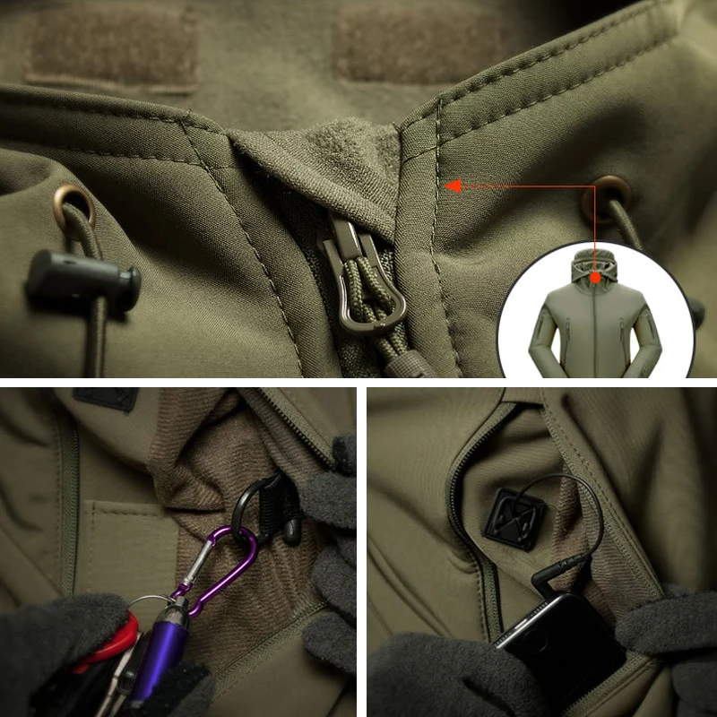 Мужская армейская флисовая куртка, пальто, военная тактическая куртка, зимнее водонепроницаемое пальто, ветровка, одежда для охоты, многокарманная верхняя одежда