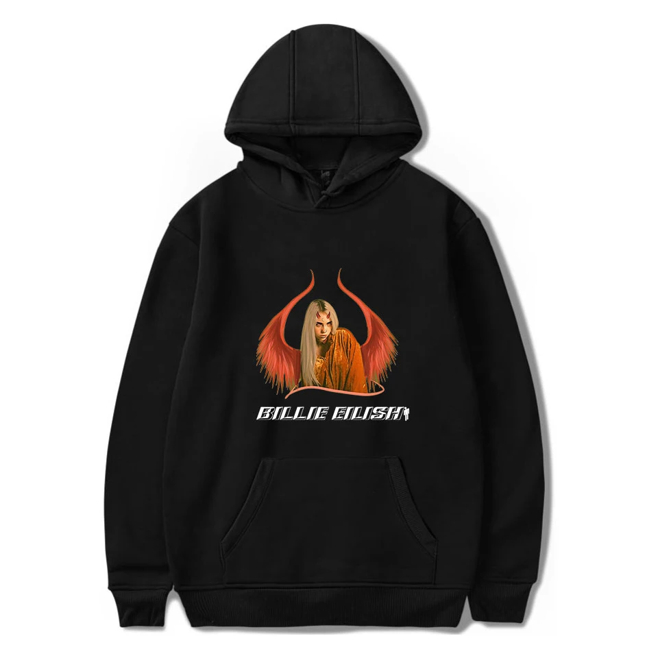 Толстовки с принтом Billie Eilish, женская и Мужская толстовка, известный певец, женские пуловеры с капюшоном, худи Billie Eilish, черная уличная одежда