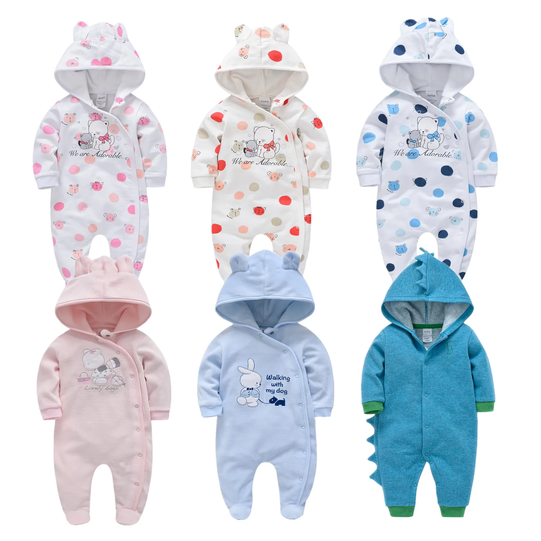 

Christmas Warm Baby Girl Rompers Hooded roupa de bebe Long Sleeve Winter Spring Velvet Boys Clothes New Born Body Bebes Clothing