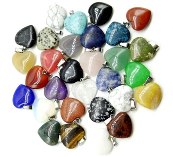 

Wholesale 50pcs/20mm natural aventurine Opal tiger eye stone agates Quartz crystal epidote heart pendant for diy jewelry making