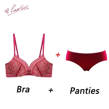 

E lovegirl Super Gather Fashion Red Set Underwear Women Bra Set Push Up Brassiere Thick Deep V Sexy Bras Lace Lingerie Sets
