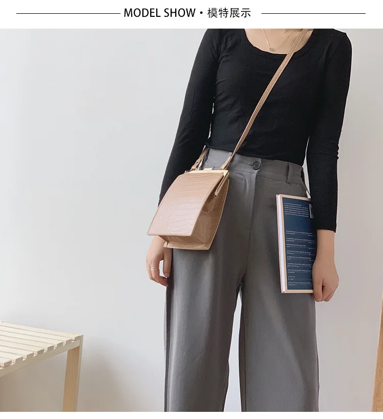 Женская мини-сумка с клипсой, новинка, повседневная брендовая сумка через плечо с крокодиловым узором, маленькая качественная сумка-мессенджер