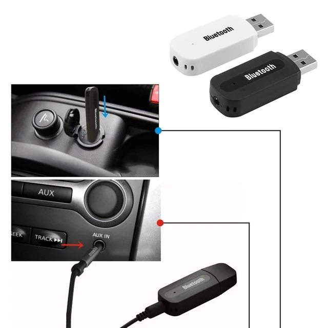 USB Car Bluetooth Adapter 3.5mm Jack Bluetooth Receiver Wireless Bluetooth AUX Audio MP3 Music Player Handsfree Car Tool 4