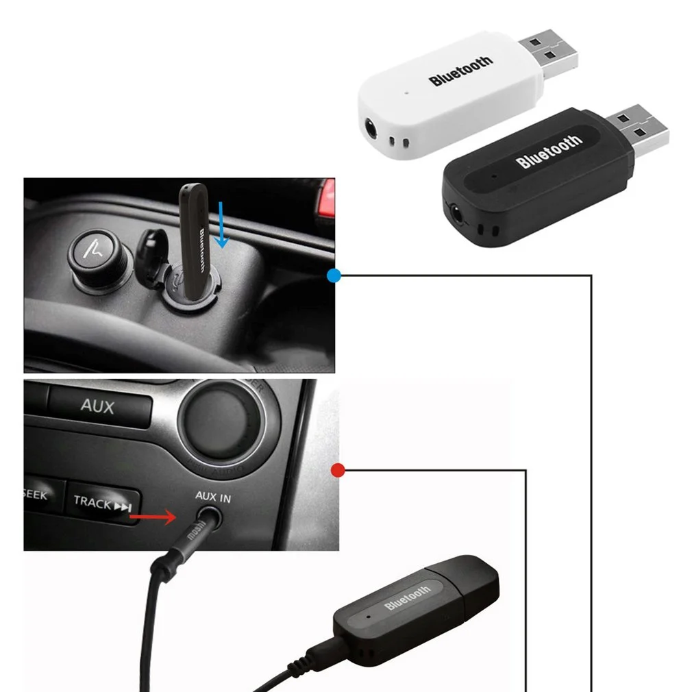 USB Car Bluetooth Adapter 3.5mm Jack Bluetooth Receiver Wireless Bluetooth AUX Audio MP3 Music Player Handsfree Car Tool
