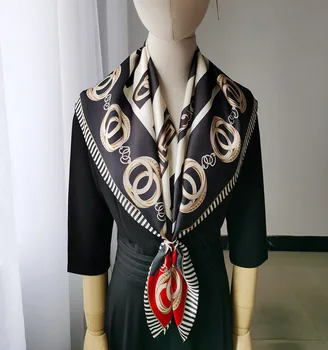 

Women's 100% Pure Silk 12mm Printed Big Square Scarf Wrap Kerchief 88cm 34.5" WJ120