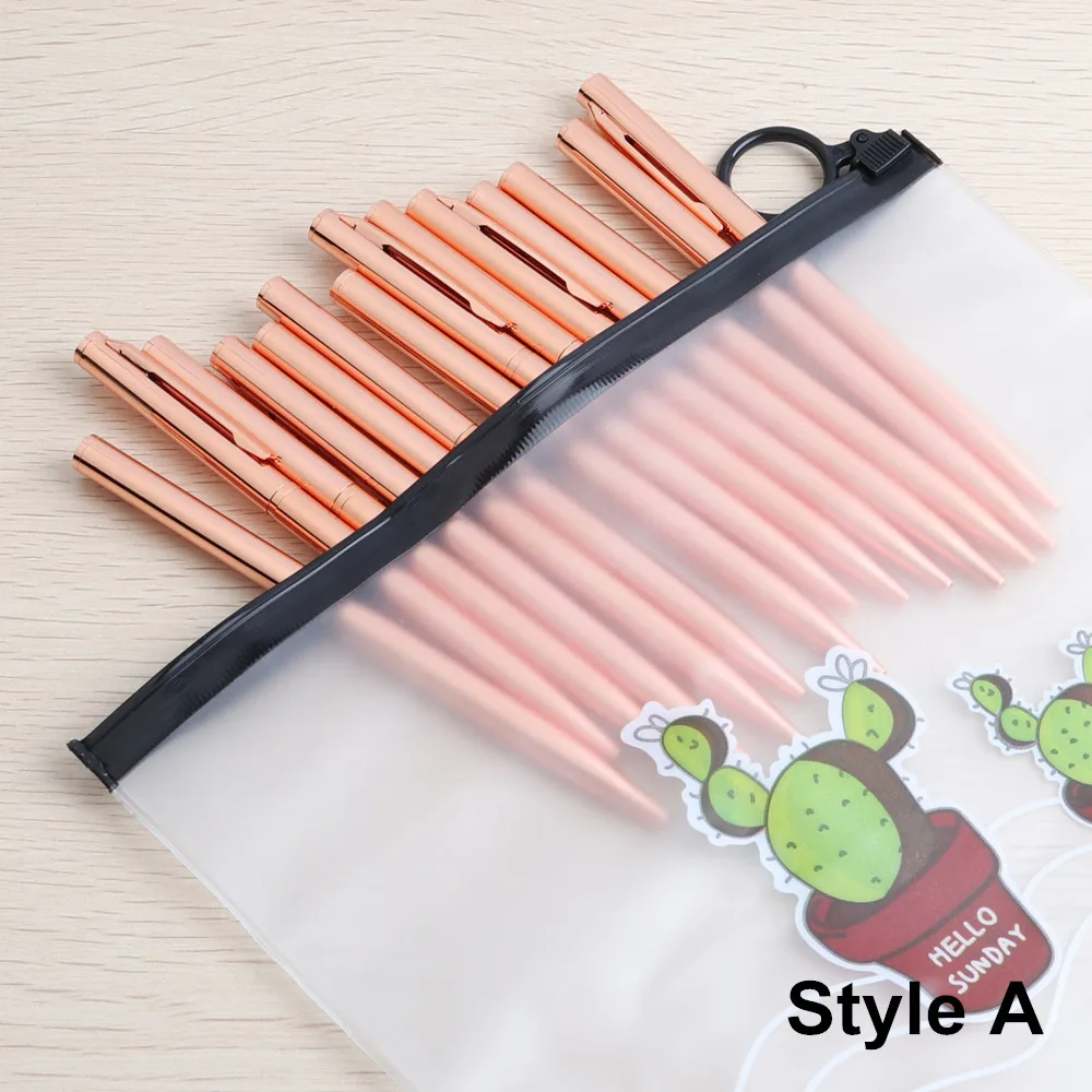 GENKKY розовое золото Подарочная шариковая ручка наборы канцтоваров серии Rosegold ручки для школы офисные поставщики ручка рождественские подарки - Цвет: 14PCS Styles A