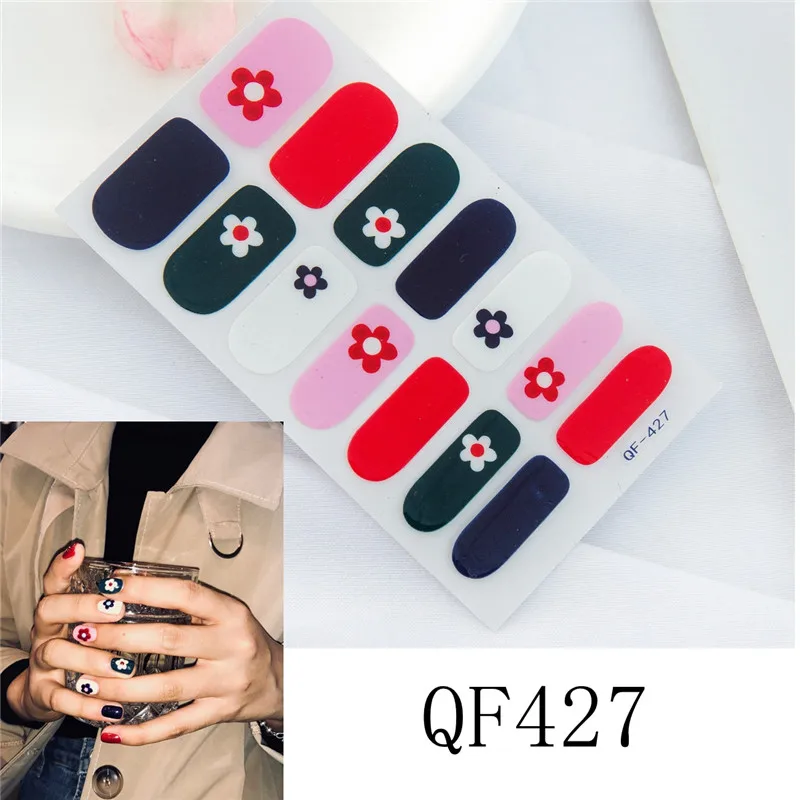 Lamemoria 14 типсов леопардовый узор полное покрытие наклейки Обертывания украшения DIY маникюр слайдер винил для ногтей ногти наклейки Маникюр Искусство - Цвет: QF-427
