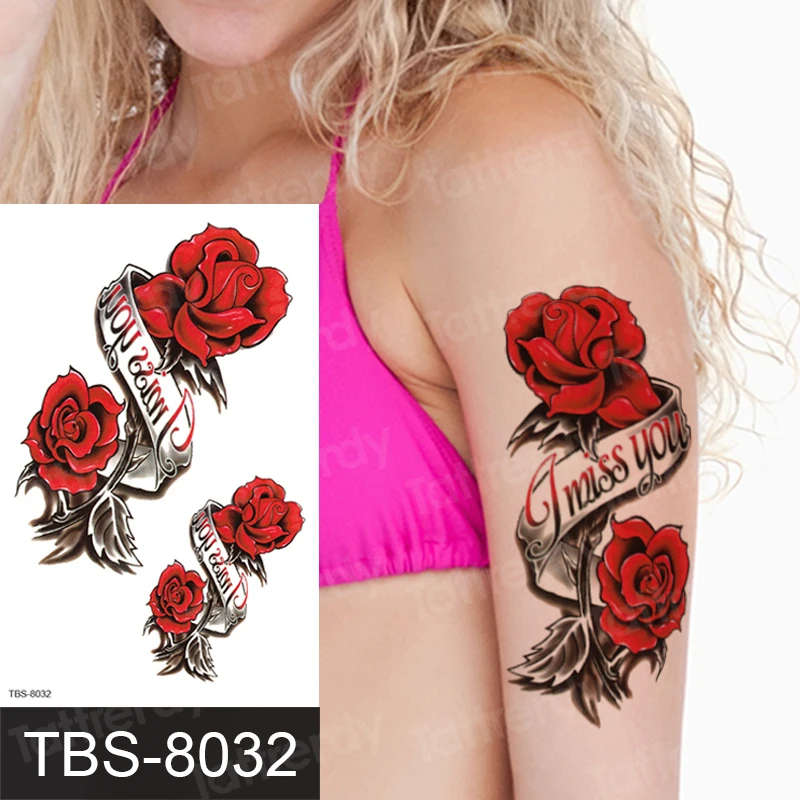 Waterproof Temporary Tattoo For Women Girls Tattoo Sticker Butterfly Rose Flower Letters Tattoo Decal Arm Sleeve Back Breast Temporary Tattoos Aliexpress