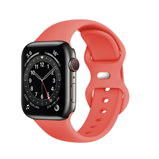 Silicone Sport Band For Apple Watch Series Se 6 543 44mm 40mm Smart Bracelet Watchband Pin Tuck Strap on iWatch 7 38mm 42mm 41mm 10 Coral red