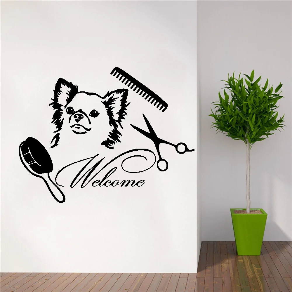 

Pets Grooming Salon Wall Sticker Pets Shop Welcome Sign Vinyl Window Decals Pets Dog Care Shop Wall Murals Poster Art
