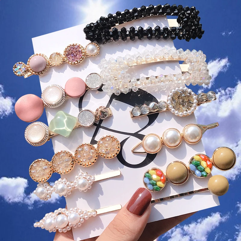1 компл. Жемчужные стразы Макарон женские заколки для волос женщин ручная работа