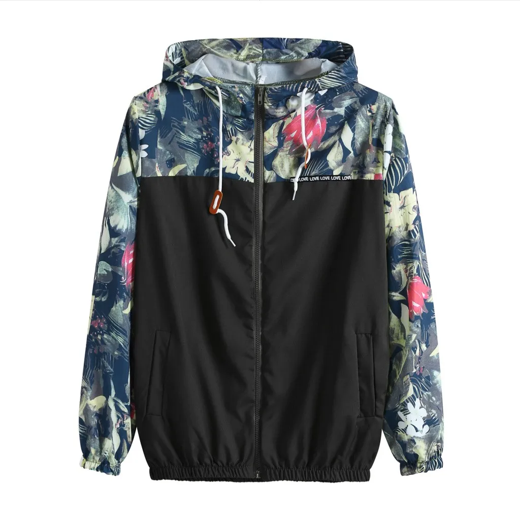

2019 Floral Bomber Jacket Men Hip Hop Slim Fit Flowers Pilot Jacket Coat Men's Hooded Jackets S-3XL Male Coat Men Coat Outwear