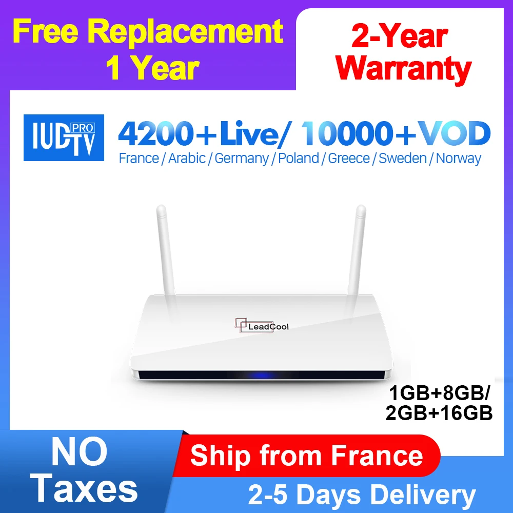 

Europe 2000 Channels IUDTV IPTV Subscription Leadcool Android TV Box 8GB HDMI Wifi Smart TV Box Turish French Arabic IPTV Box