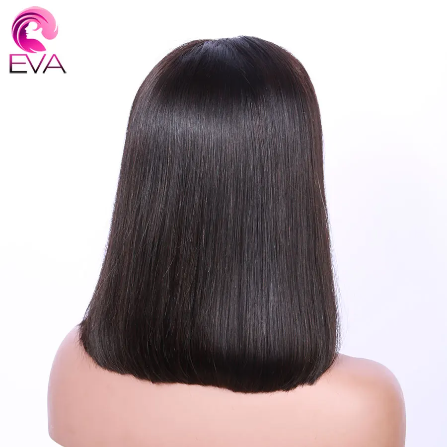 Eva волосы бразильские 13x6 кружева передние человеческие волосы парики предварительно сорванные короткие Боб Remy прямые волосы парики с детскими волосами для черных женщин