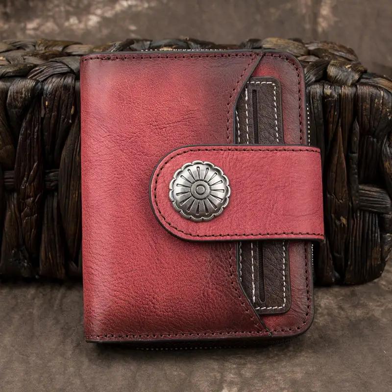 Южная Гусь новые женские кошельки из натуральной кожи Ретро Короткие многофункциональные сумочки с индивидуальным держателем ID карты на молнии карман для монет - Цвет: Vintage Red