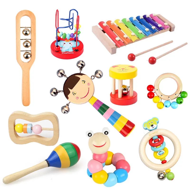 Hochets en Bois Montessori pour Bébé de 0 à 12 Mois, Jouets Musicaux pour  Enfant - AliExpress