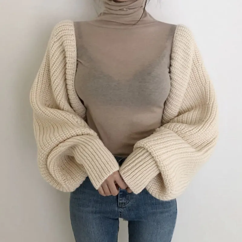 RealShe, вязаный кардиган, пальто, длинный рукав-фонарик, с открытой спиной, бандаж, свитер для женщин,, весенний Повседневный Однотонный свитер для девушек
