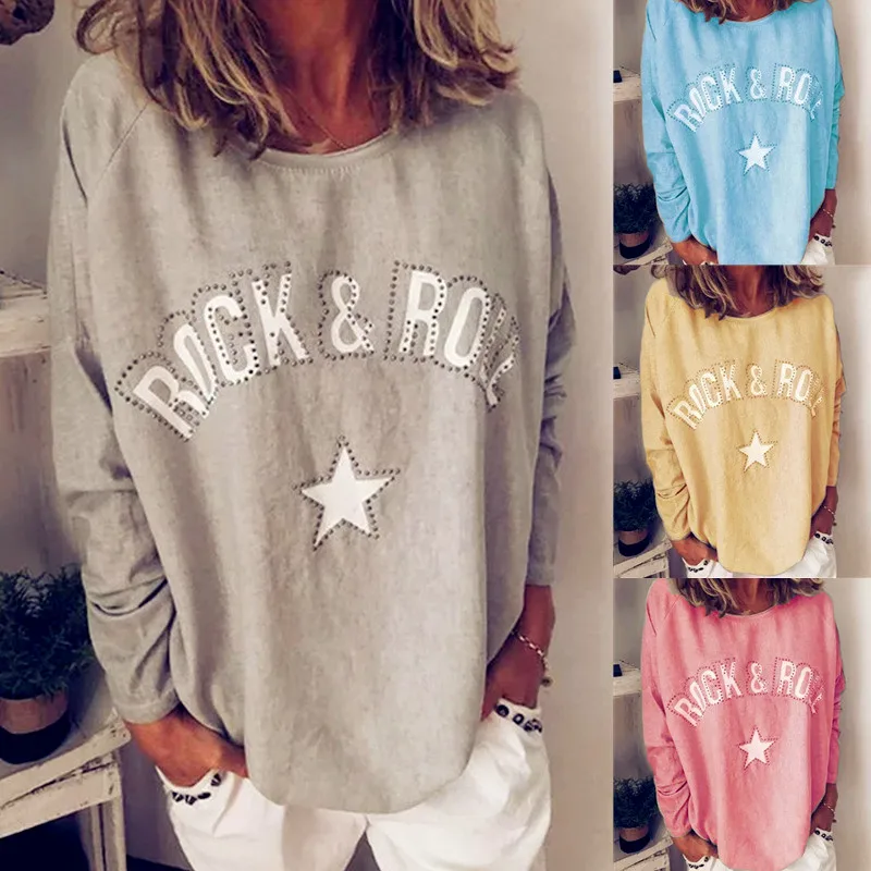  2020 Spring Winter Women Tops Plus Sizes Pullovers Star Femme Shirts Hoodies Loose Colors Casual Sw