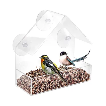

Bird Feeder Acrylic Transparent Window Viewing Bird Feeders Tray Birdhouse Pet Birdhouse Suction Cup Mount House Type Feeder