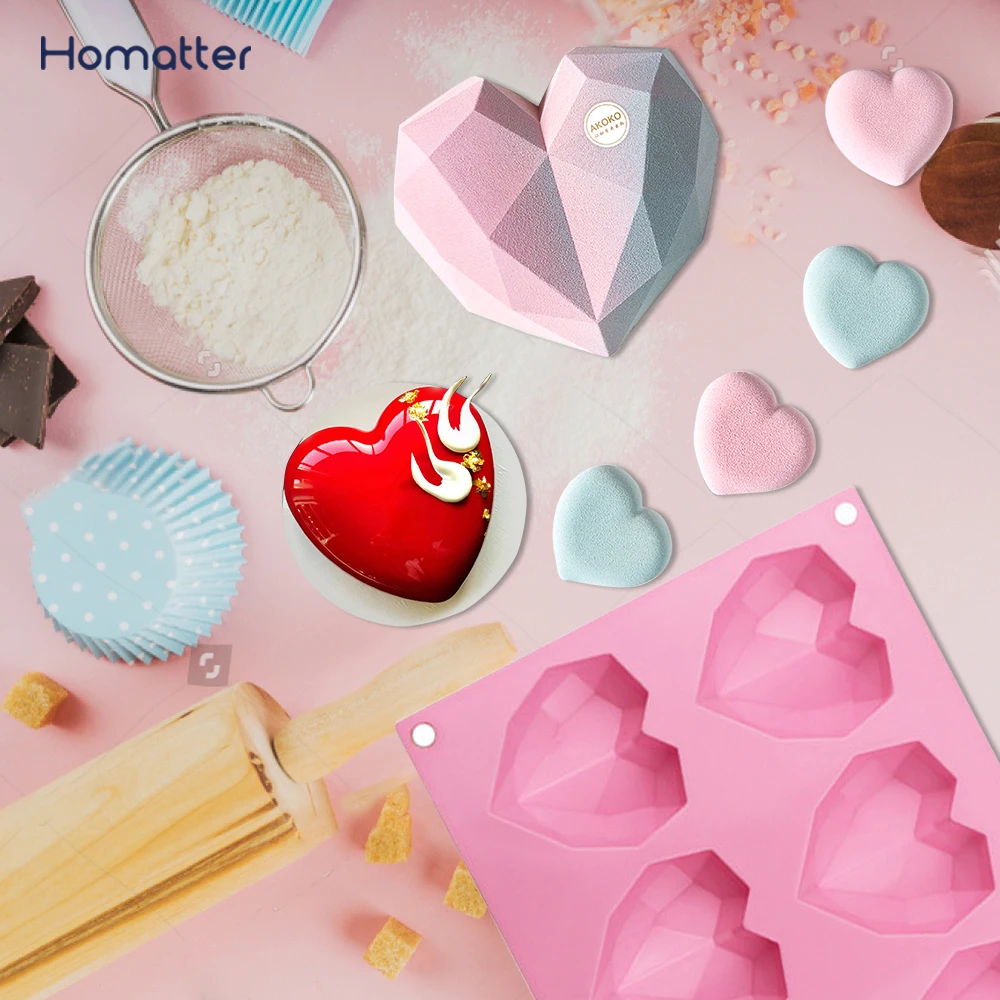 Homatter Cake Mold Silicone Baking Mould 3D Heart Shape DIY Handmade Chocolate Cookie Kitchen Bakeware | Дом и сад