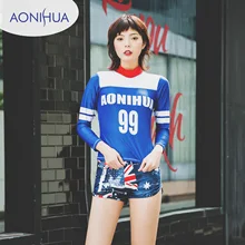 Купальный костюм женский консервативный раздельный Тип боксер живот покрытие для похудения Спорт Южная Корея INS Мода стиль длинные S