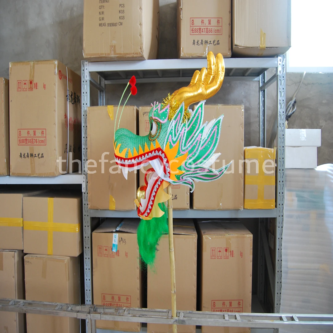 10 m Length Size 4 Gold-plated golden Chinese DRAGON DANCE ORIGINAL Dragon mascot costume Folk Festival Costume male ballet dancer outfit