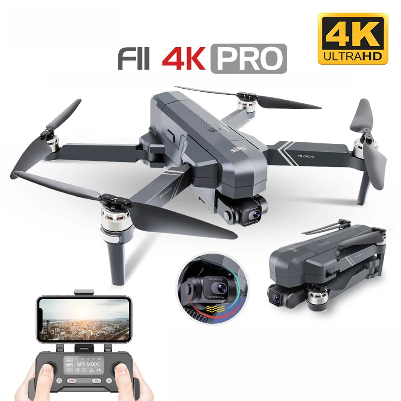 Дрон с GPS 4K SJRC F11 Wi-Fi FPV HD-камерой двухосевой противоударный карданный бесщеточный