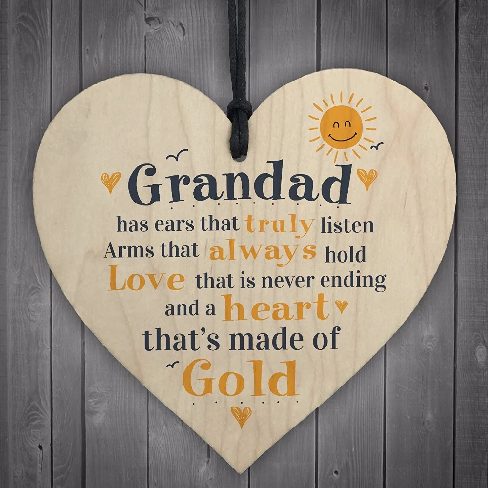 5-Meijiafei-Fathers-Day-Wooden-Heart-Plaque-Dad-Grandad-Grandpa-Birthday-Gift-From-Grandchildren