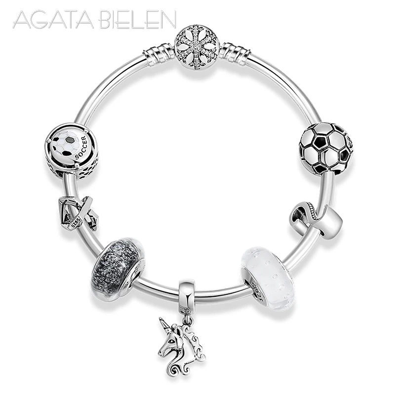 Горячая 925 стерлингового серебра спортивная серия тематика "Кубок мира по футболу" браслеты шарма готового продукта для моды Ювелирное Украшение ручной работы
