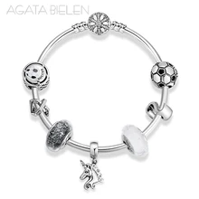 Горячая 925 стерлингового серебра спортивная серия тематика "Кубок мира по футболу" браслеты шарма готового продукта для моды Ювелирное Украшение ручной работы