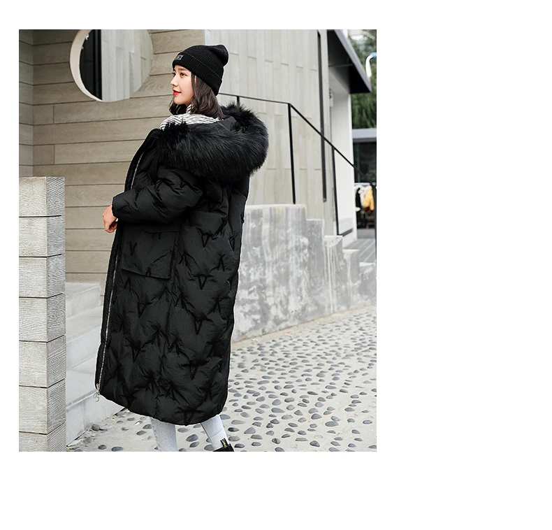 Пальто с меховым воротником женские зимние куртки пуховое хлопковое пальто с капюшоном Большие размеры парки Необычные куртки длинное пальто Модные женские