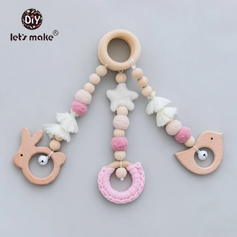 Let'S Make Wooden Baby Toys Gym Wood Animal Rattles 3pcs/set Wooden Teether Kids Toys