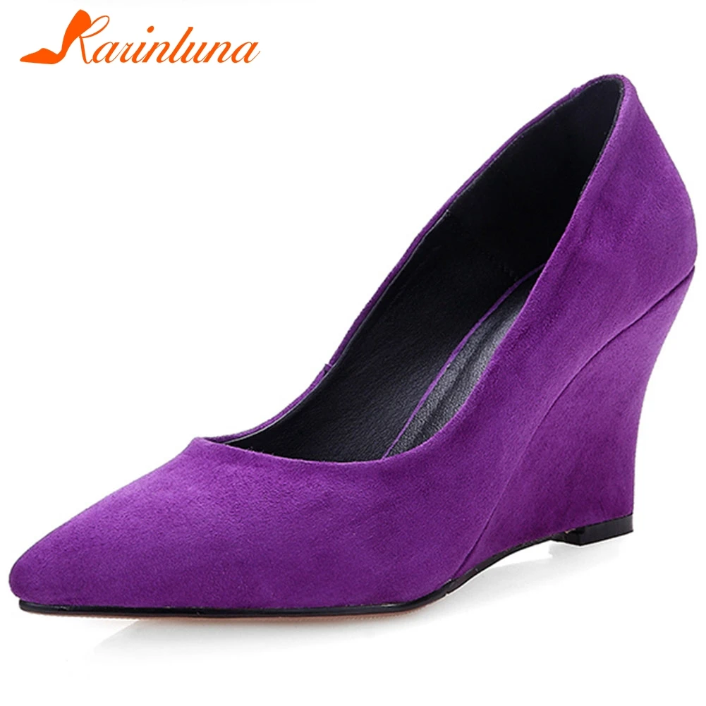 

Karinluna New Arrivals 2020 Kid Suede Pointed Toe Concise Pumps Woman Shoes Slip On Super High Heels Party Pumps Women Shoes