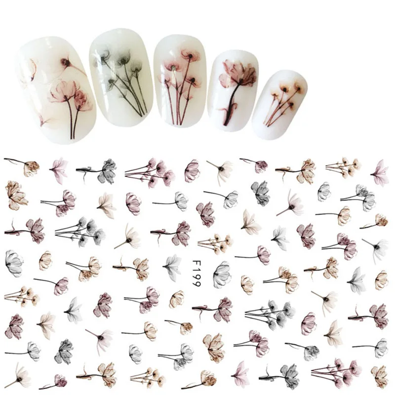 

best selling 3D Charm Flower Embossed Nail Art Sticker Slider DIY Manicure Slider Nail Art Nail Decoration Water Sticker