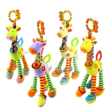Hochets en peluche infantile doux en motif de girafe pour bébé, jouets avec clochettes en formes animaux avec poignée pour la dentition et développement, offre spéciale, nouveauté,