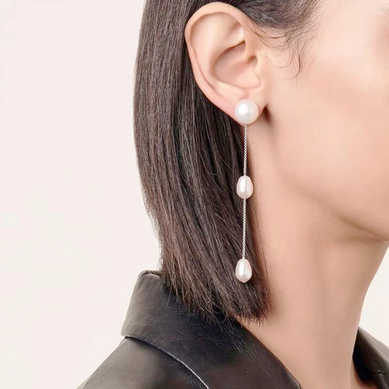 Elegant Lady's Handmade Natural Pearl Earrings Temperament Fashion Classic Long Drop Dangle Harajuku Korean Jewelry | Украшения и